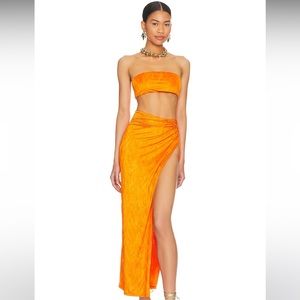 Revolve KAROLYNA MAXI SKIRT SET IN ORANGE